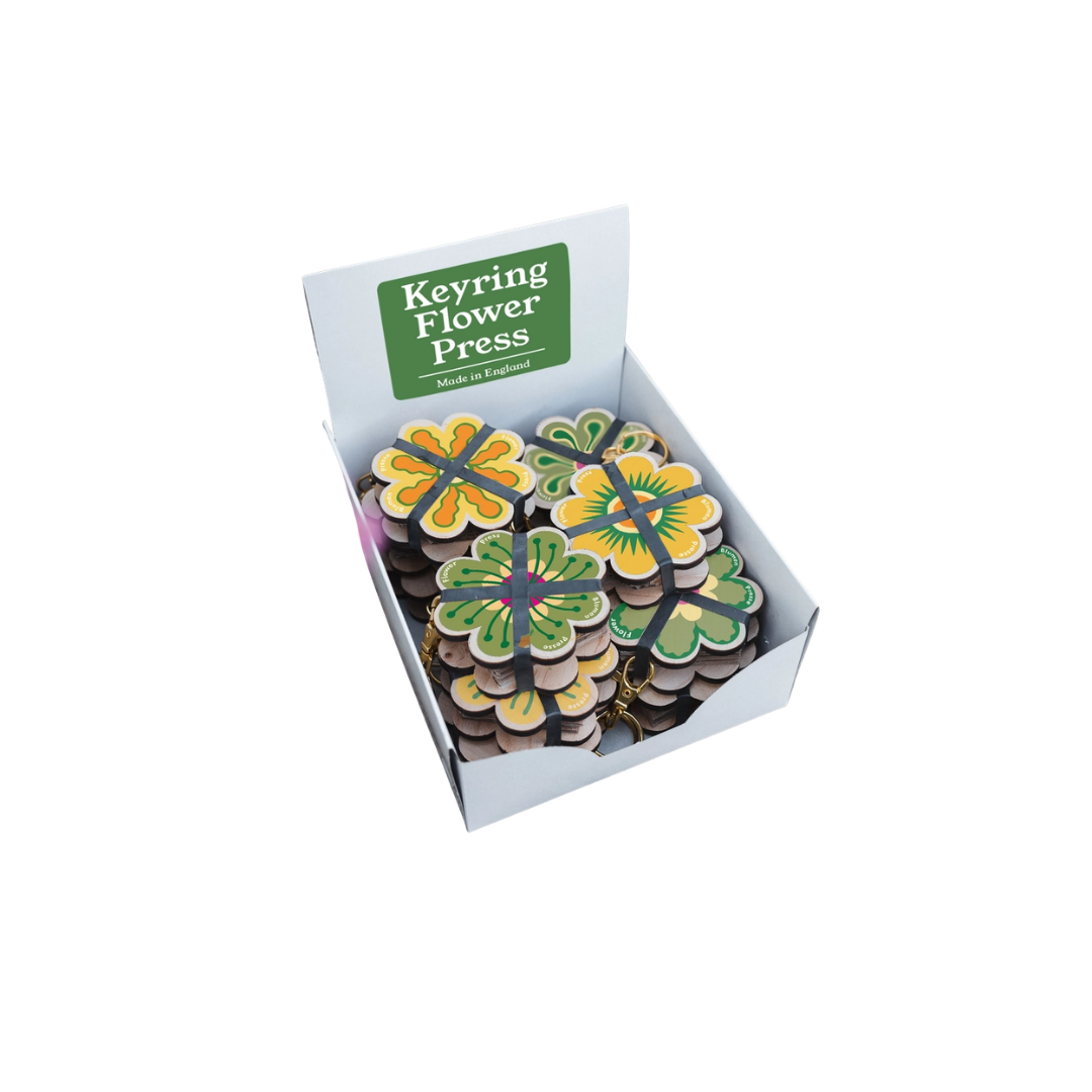 Keyring Flower Press - Assorted Greens & Yellows