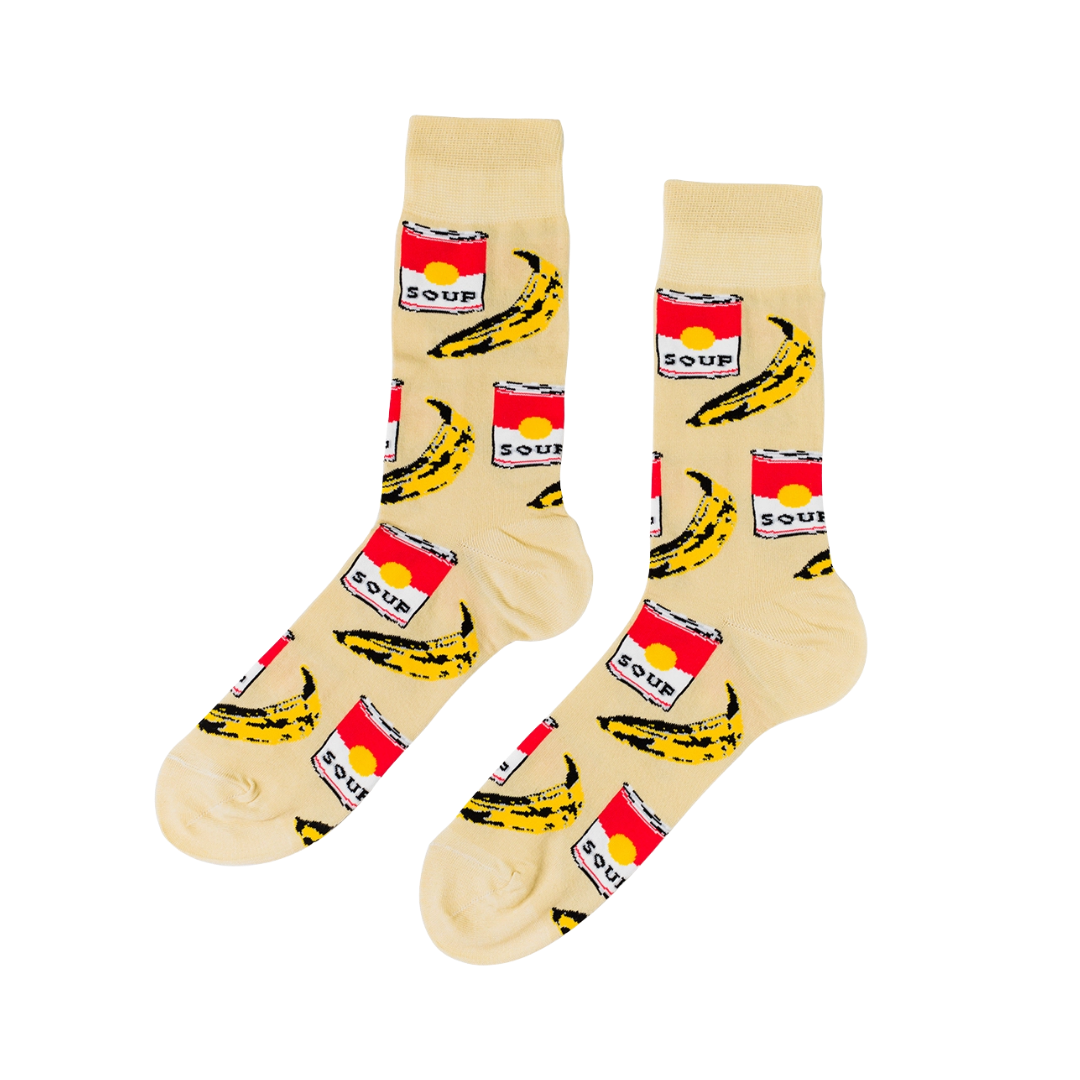 Pop Art Large Crew Socks - Cream