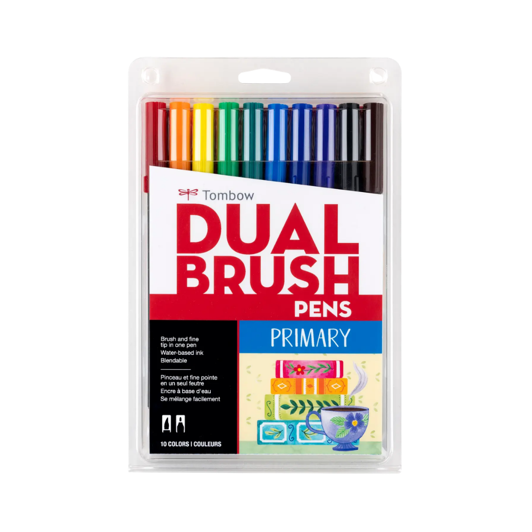 Dual Brush Pen Art Markers: Primary - 10-Pack