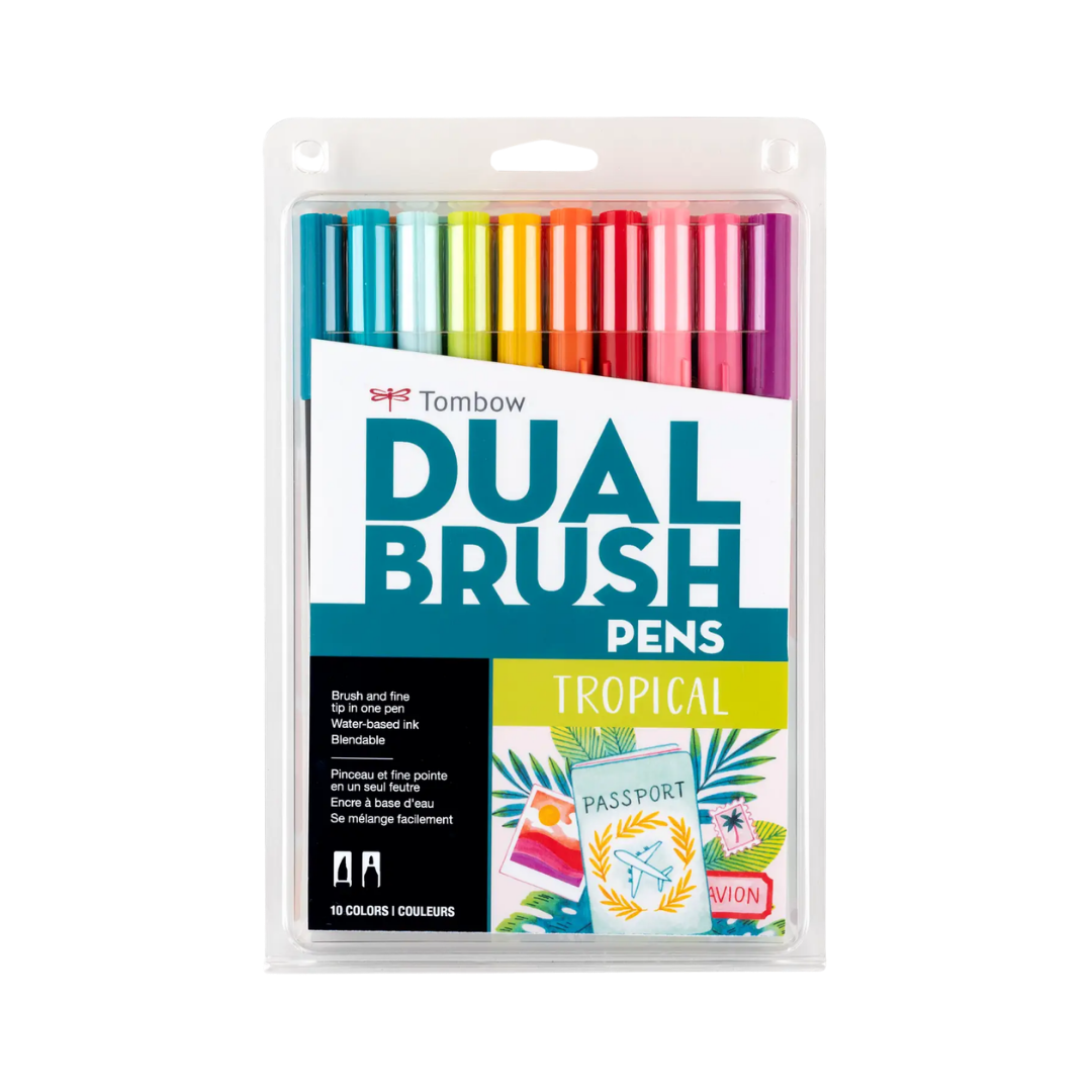 Dual Brush Pen Art Markers: Tropical - 10-Pack