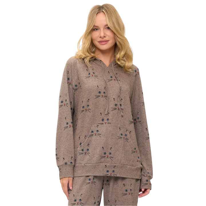 Cat Whiskers Print Tunic Hoodie