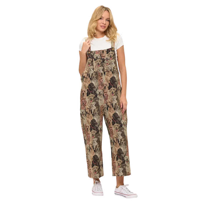 Dogs Collage Print Overalls