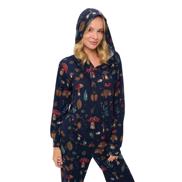 Mushrooms and Bugs Print Tunic Hoodie