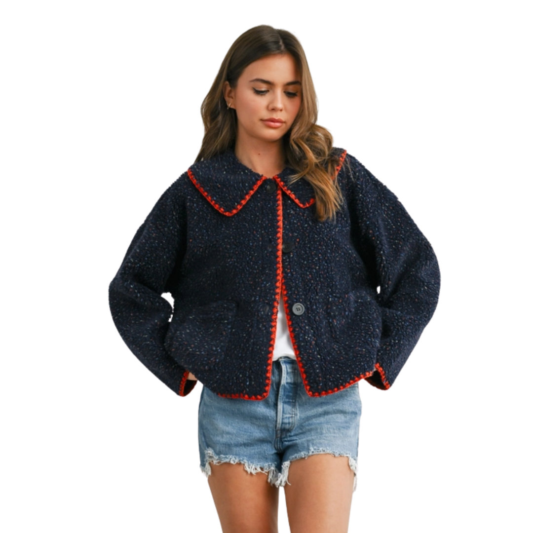 Buttoned Fleece Puffer Jacket