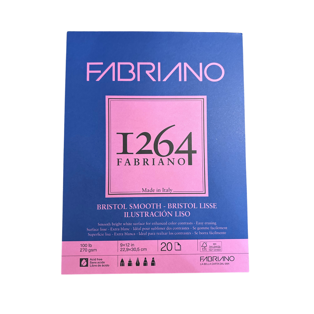 1264 Fabriano Bristol Smooth 9x12" 20 Sheets