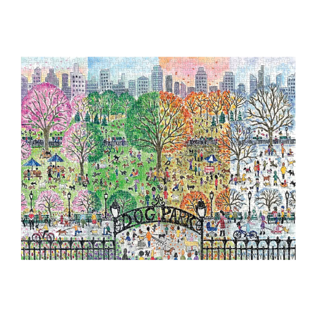 Michael Storrings "Dog Park in Four Seasons" 1000 Piece Puzzle