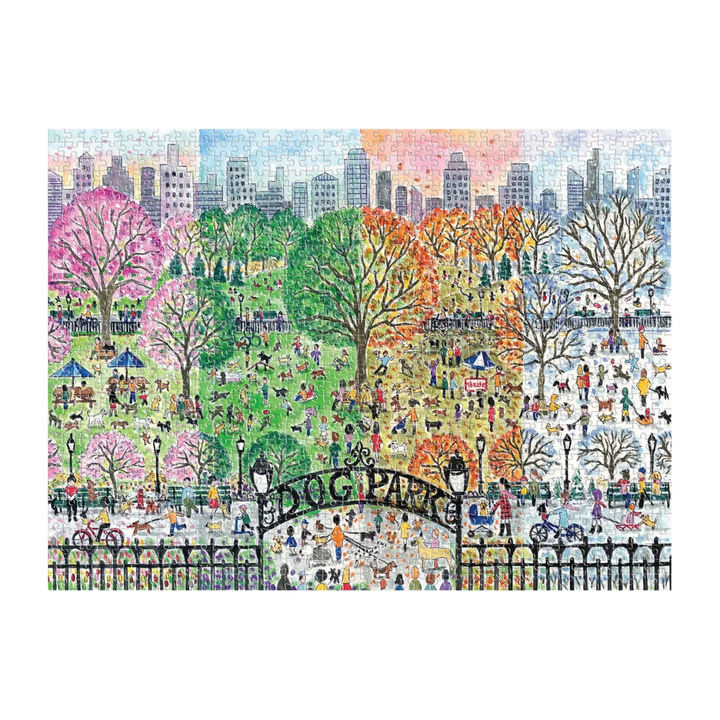 Michael Storrings "Dog Park in Four Seasons" 1000 Piece Puzzle