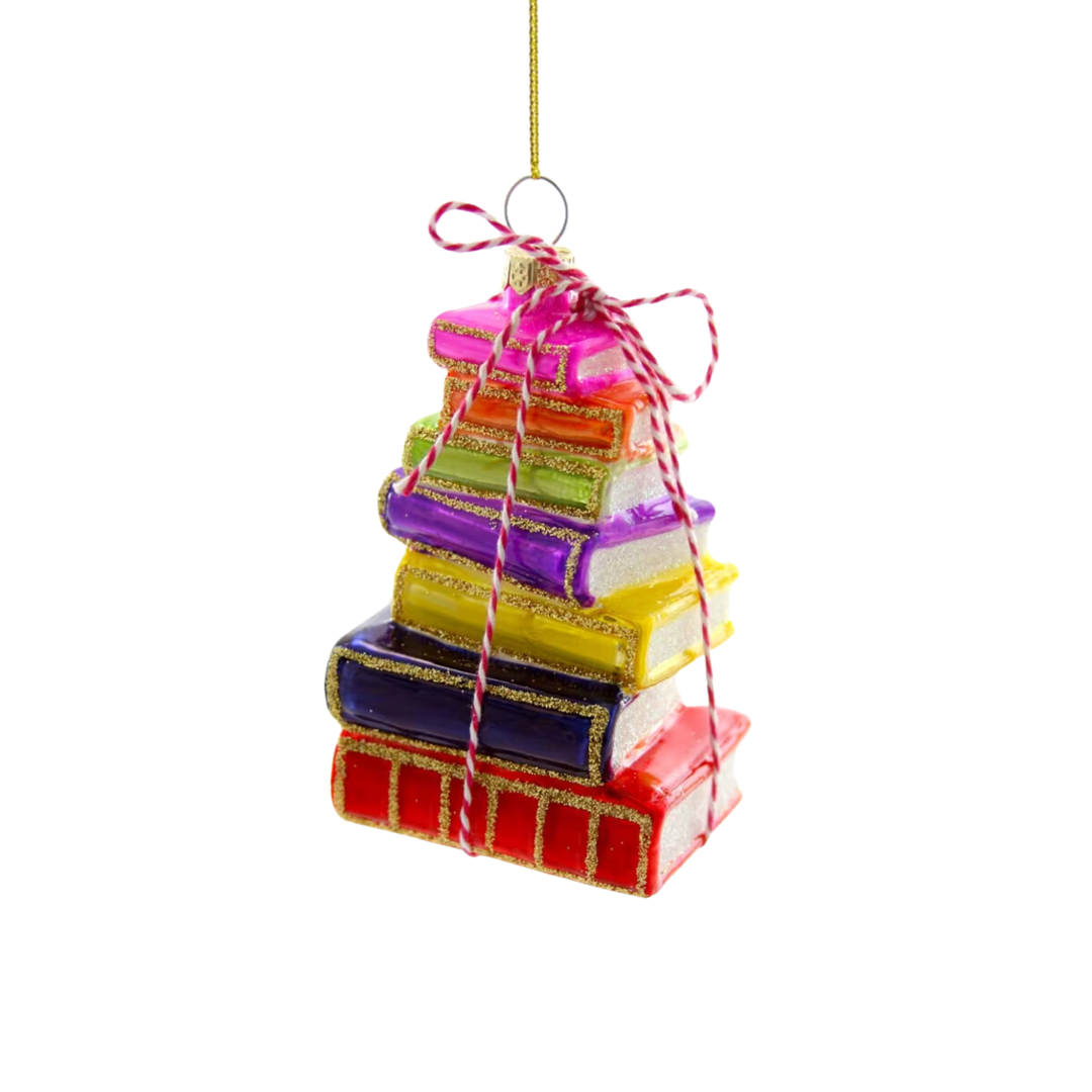 Stacked Tomes Books Bright Ornament