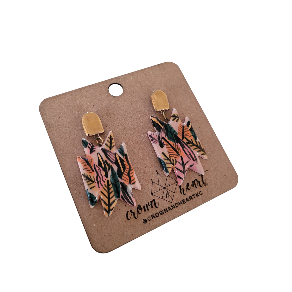 Tropical Jungle Geometric Earrings