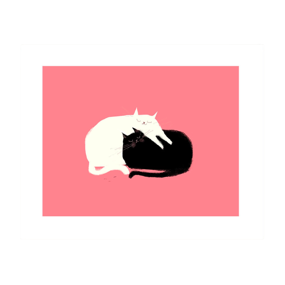 Cat Painting Love Pile Art Print