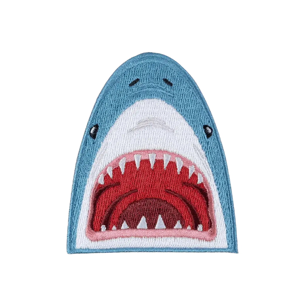 Shark Face Embroidered Iron-On Patch