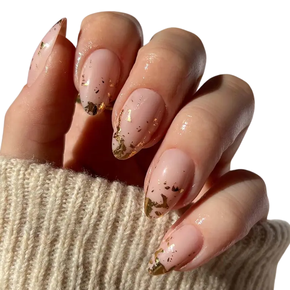 24K Short Almond Press-On Nails