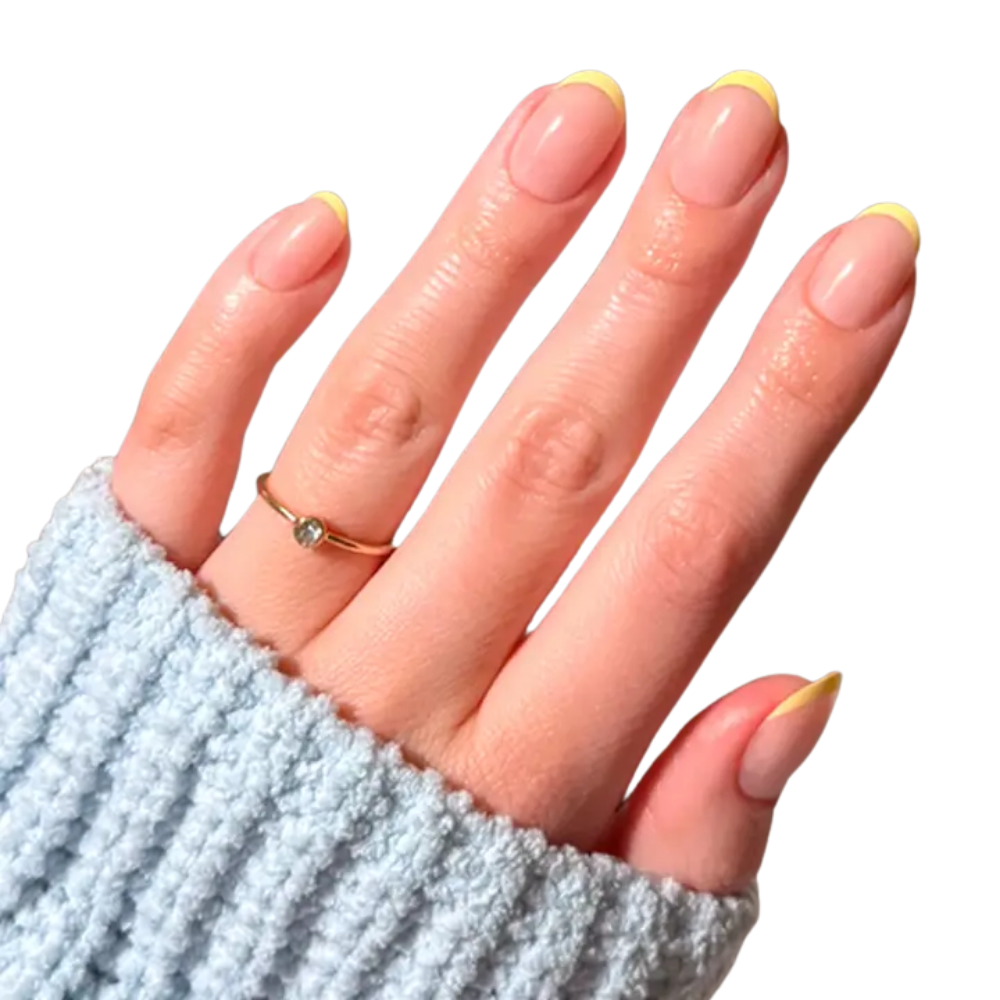 French Butter Short Round Spring Yellow Press-On Nails