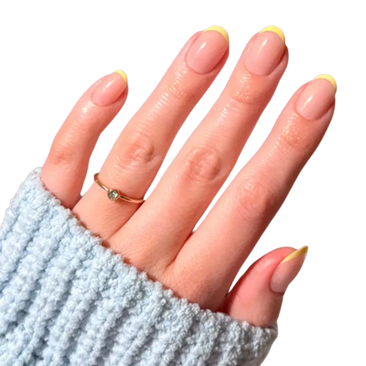 French Butter Short Round Spring Yellow Press-On Nails