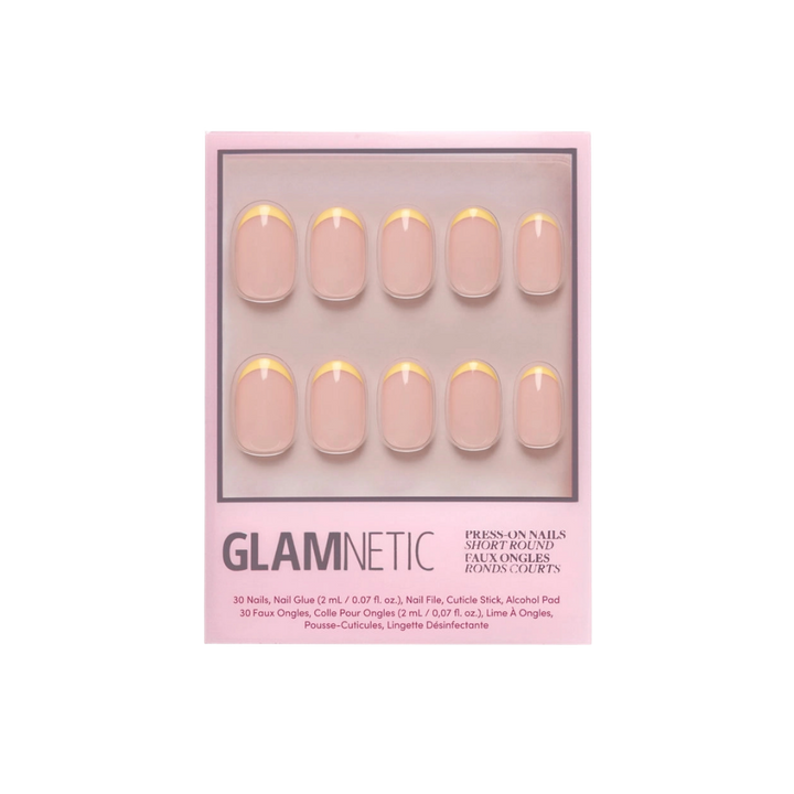 French Butter Short Round Spring Yellow Press-On Nails