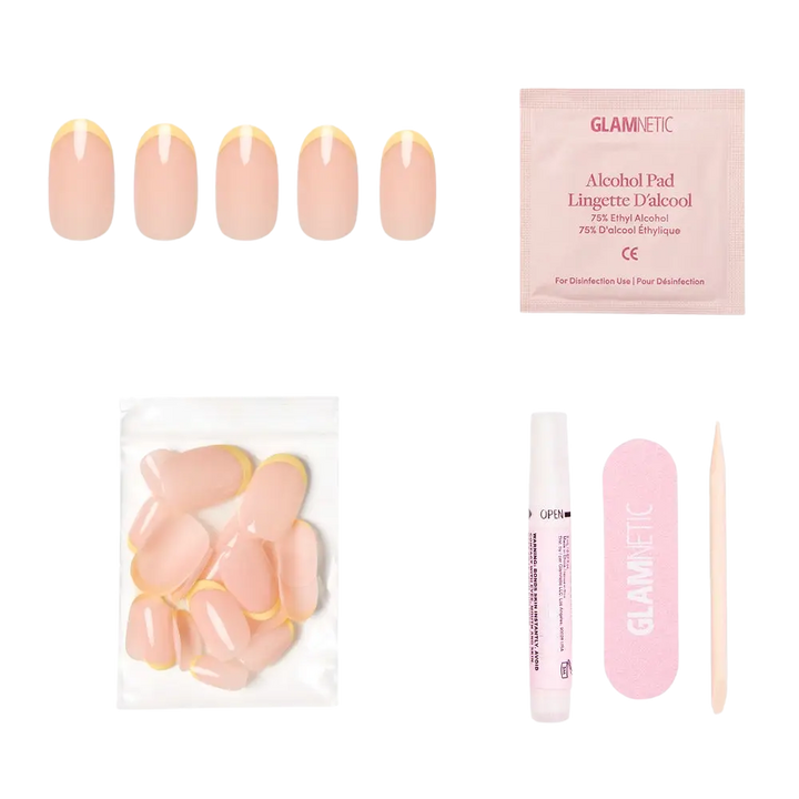 French Butter Short Round Spring Yellow Press-On Nails