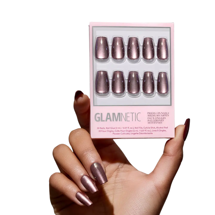 Espresso Glow Press-On Nails Brown Velvet Medium Coffin
