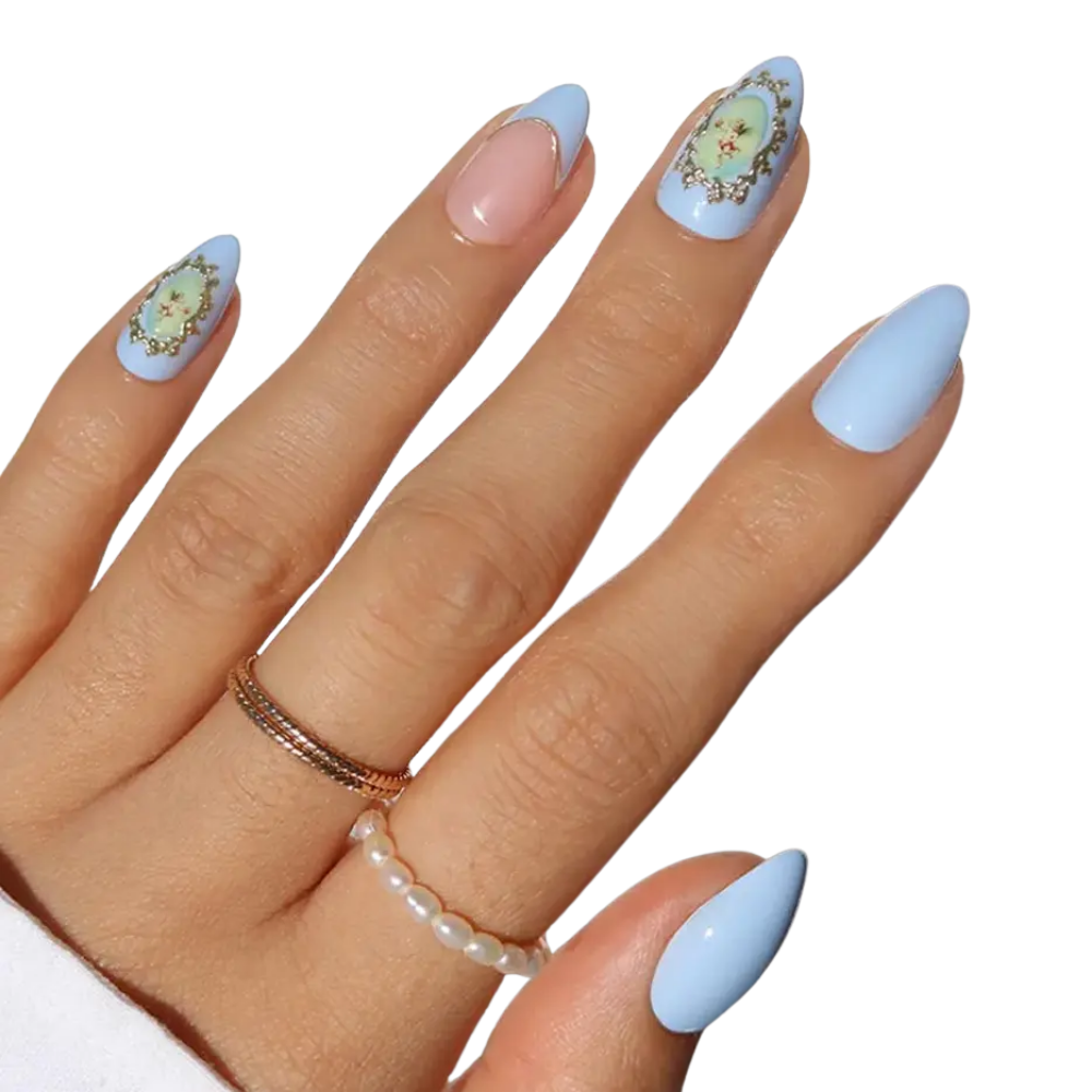 Angel In Blue Short Almond Press-On Nail
