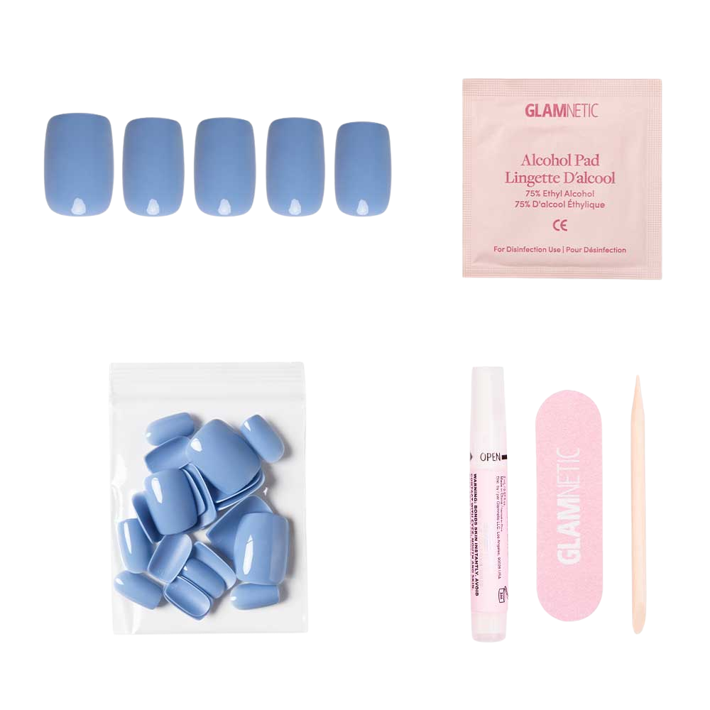 Cashmere Blue Short Squoval Press On Nails