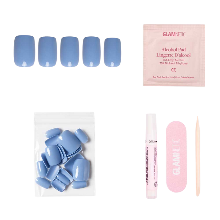 Cashmere Blue Short Squoval Press On Nails