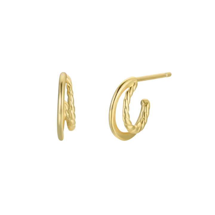 Double Hoop Gold Earrings