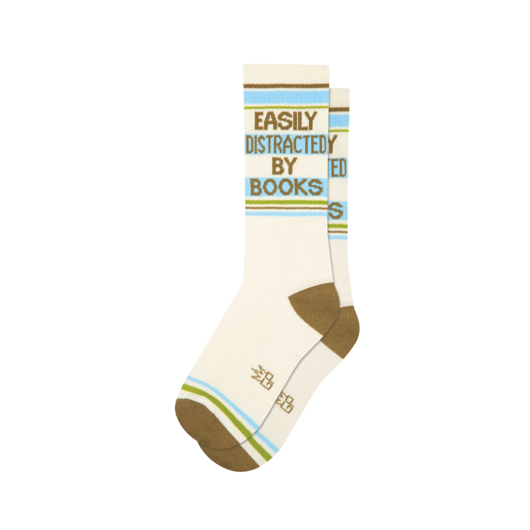Easily Distracted By Books Gym Crew Socks