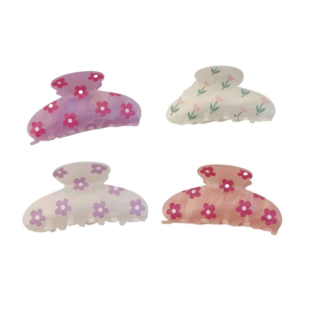Daisy Floral Print Hair Claw