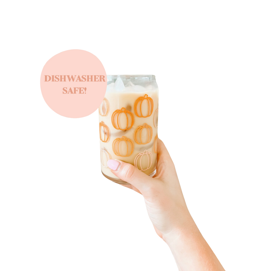 16oz Orange Pumpkin Iced Coffee Beer Can Glass