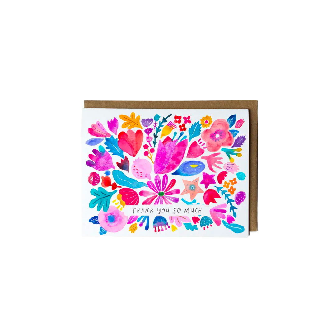 Pink & Red Flower Thank You Card