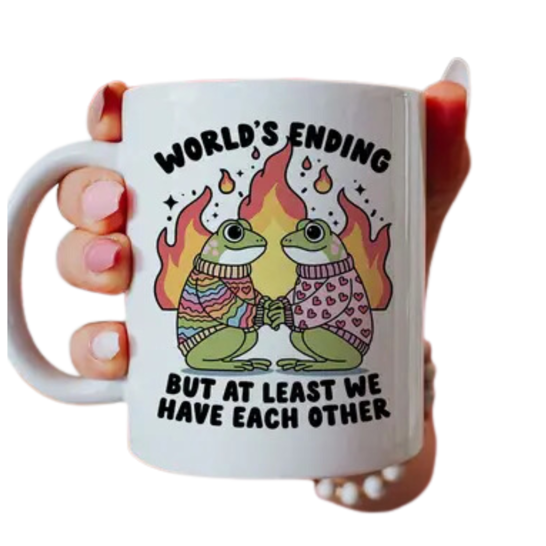 Worlds Ending Frog Love - Funny Valentine's Day Coffee Mug