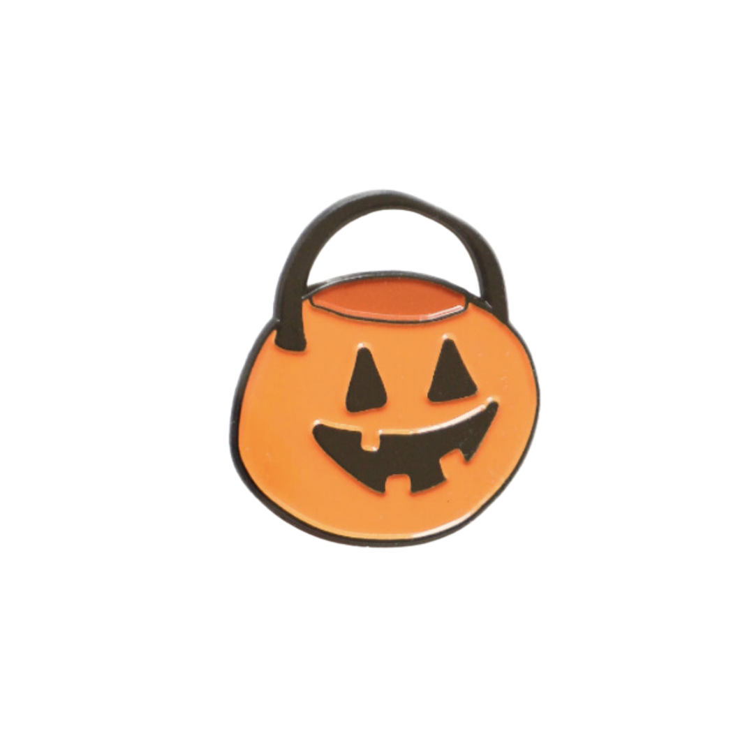 Retro Pumpkin Bucket Enamel Pin