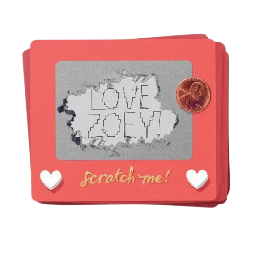 Set of Six Scratch-A-Sketch Valentines