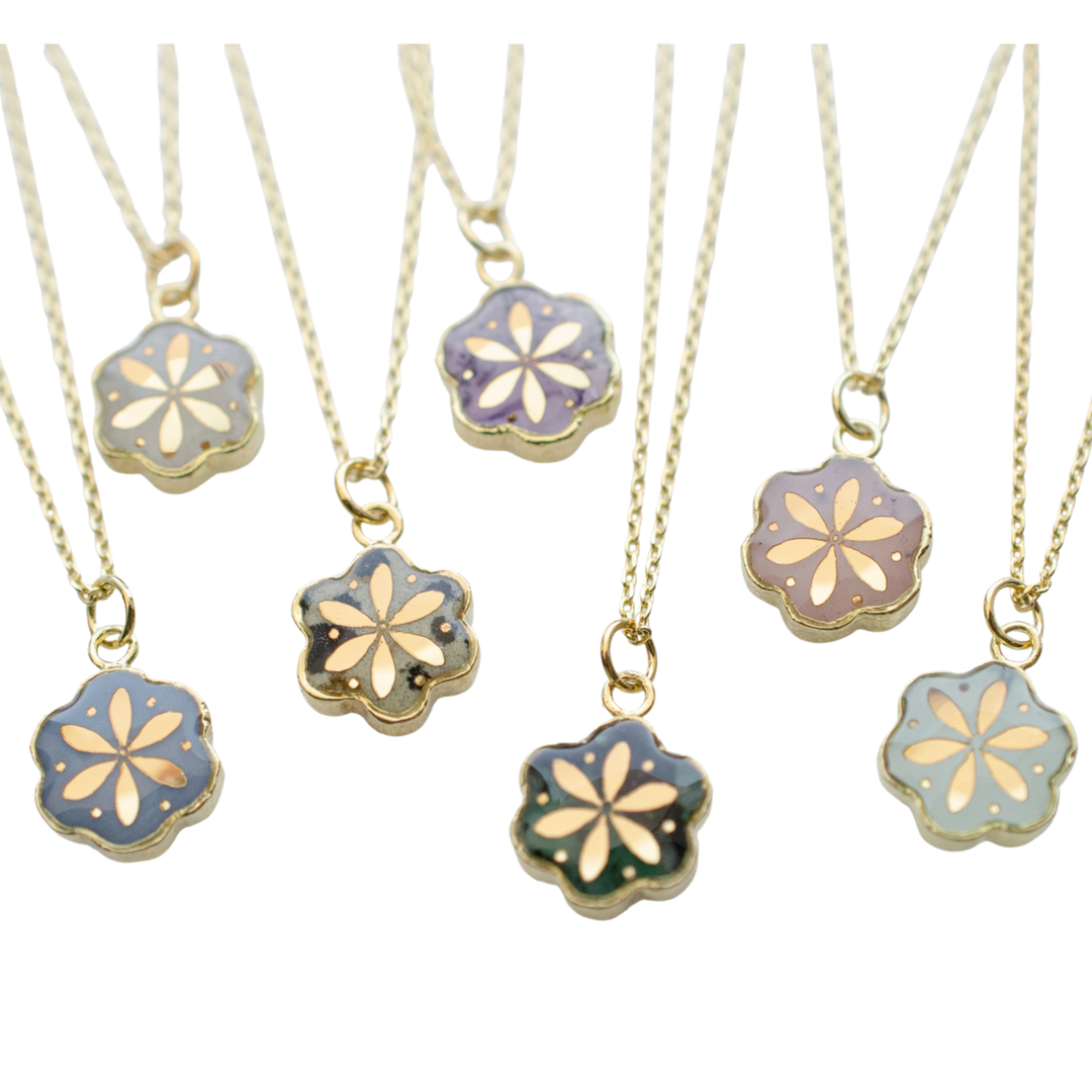 Camille - Gemstone Flower Pendant Necklace