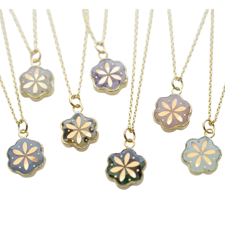 Camille - Gemstone Flower Pendant Necklace