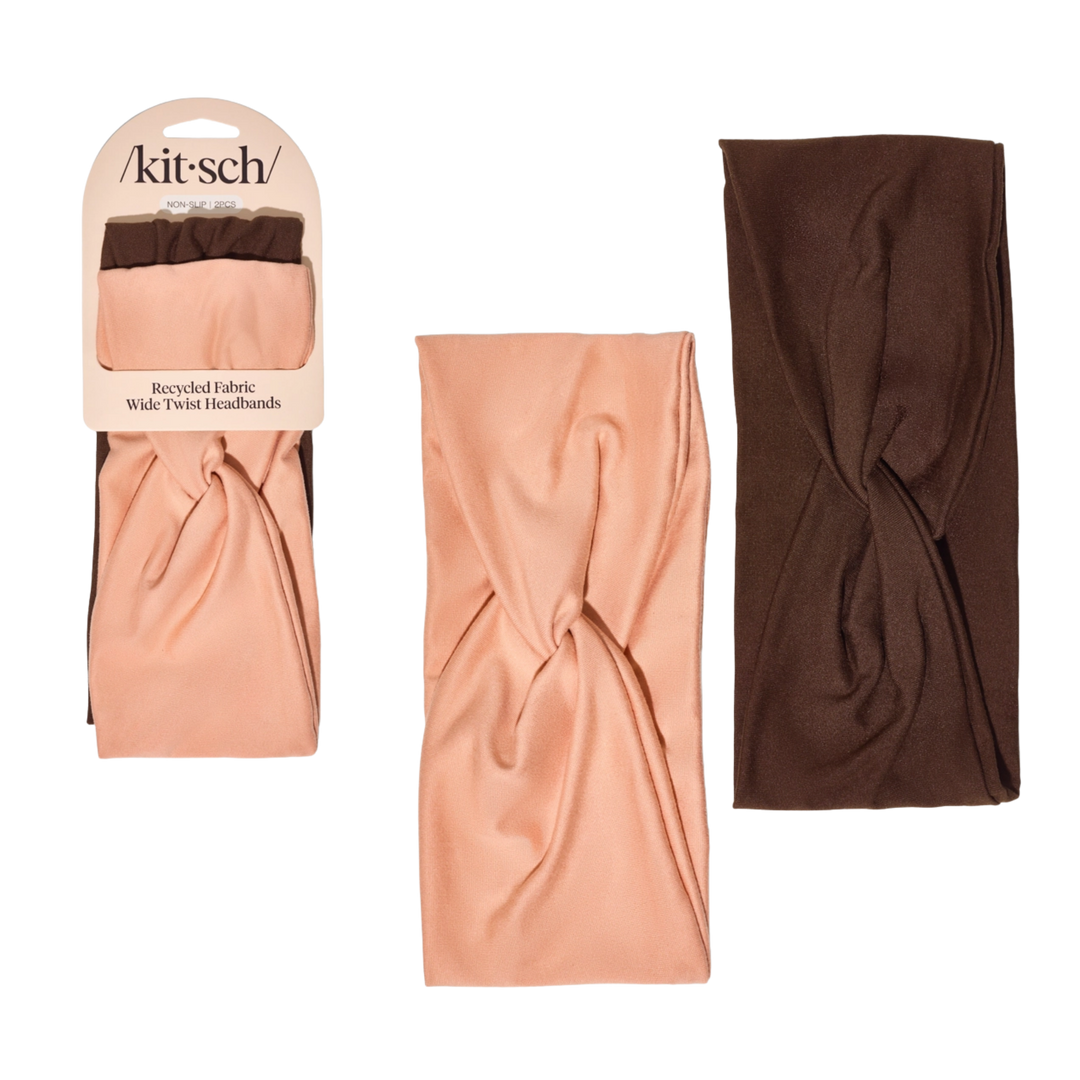 Recycled Fabric Wide Twist Headbands 2pc Set