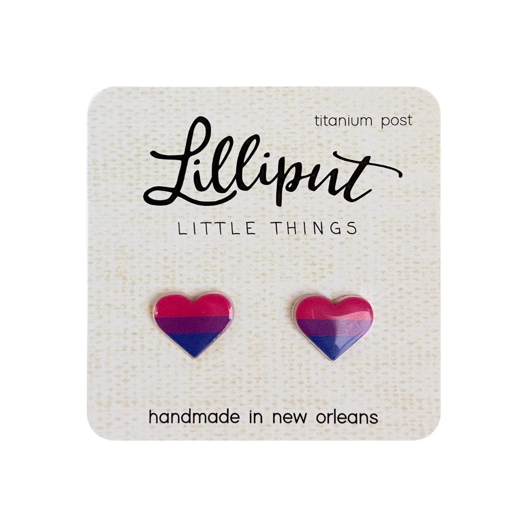 Bi Pride Heart Earrings//Lgbtq+ Pride Flag Earrings