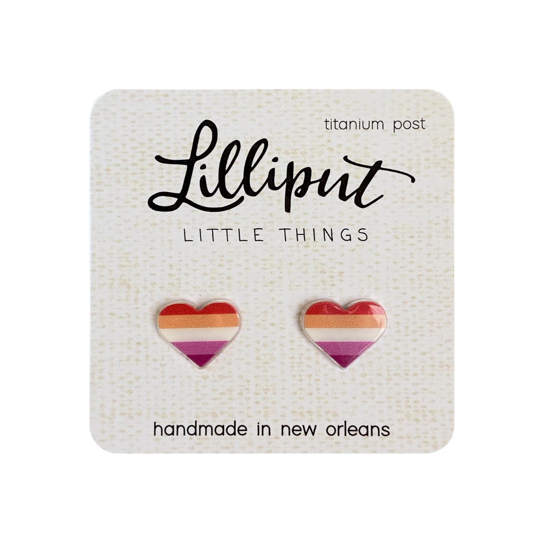 Lesbian Pride Heart//Lgbtq+ Pride Flag Earrings