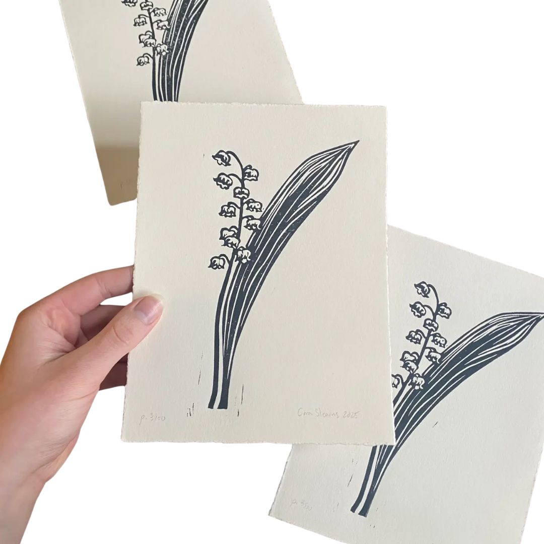 Lily of the Valley - Original Linocut Print
