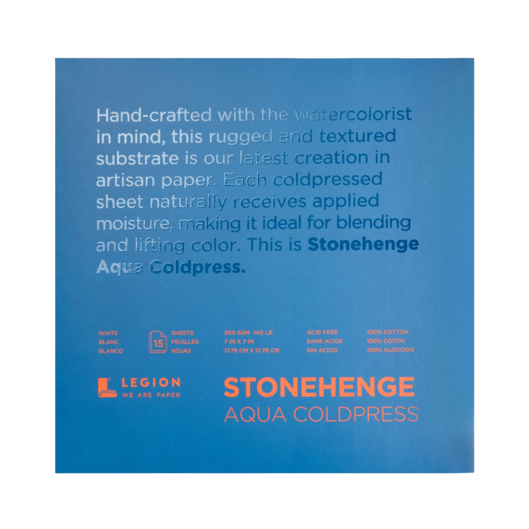Stonehenge Aqua Watercolor Block, Coldpress Watercolor Paper (7"x7")