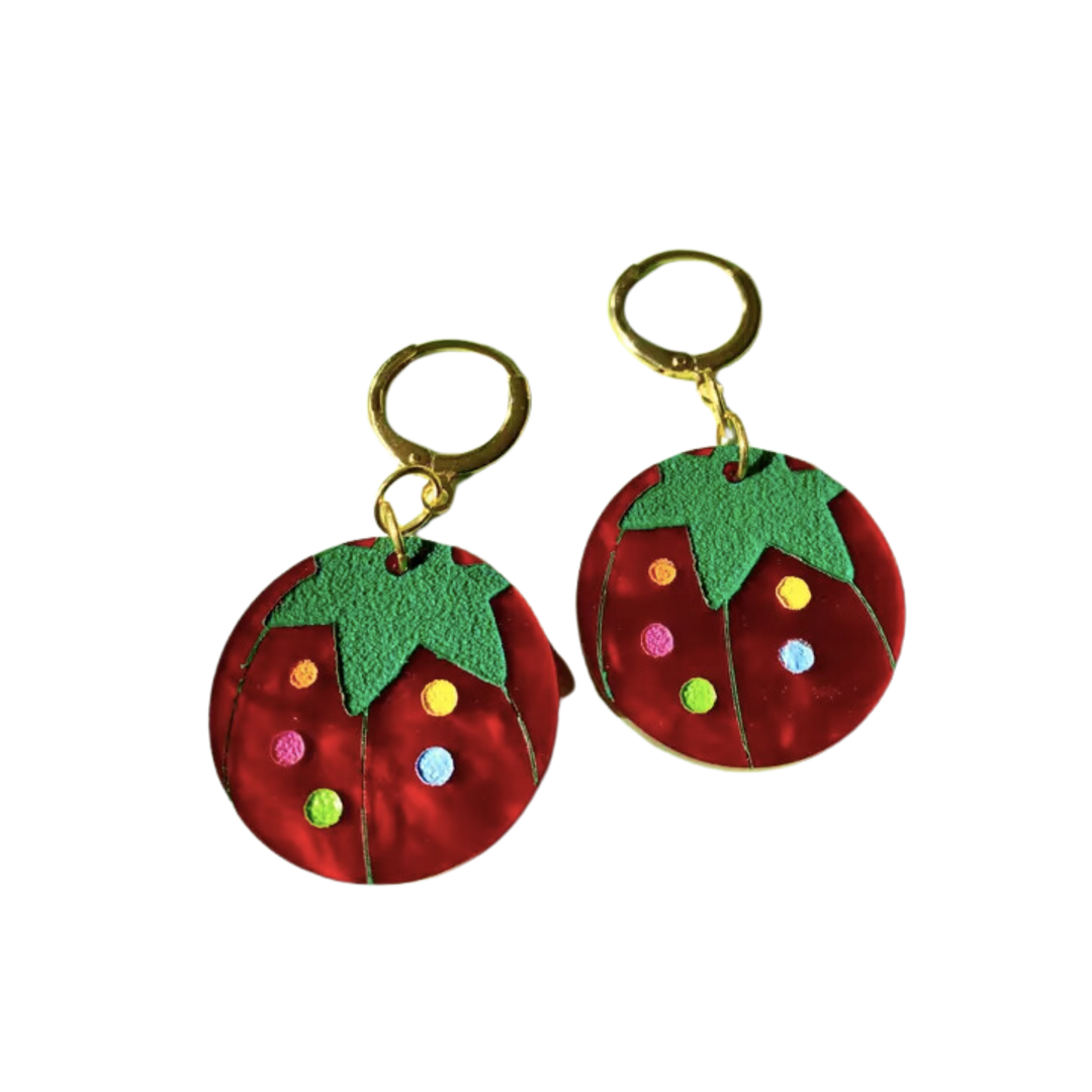 Tomato Pin Cushion Earrings