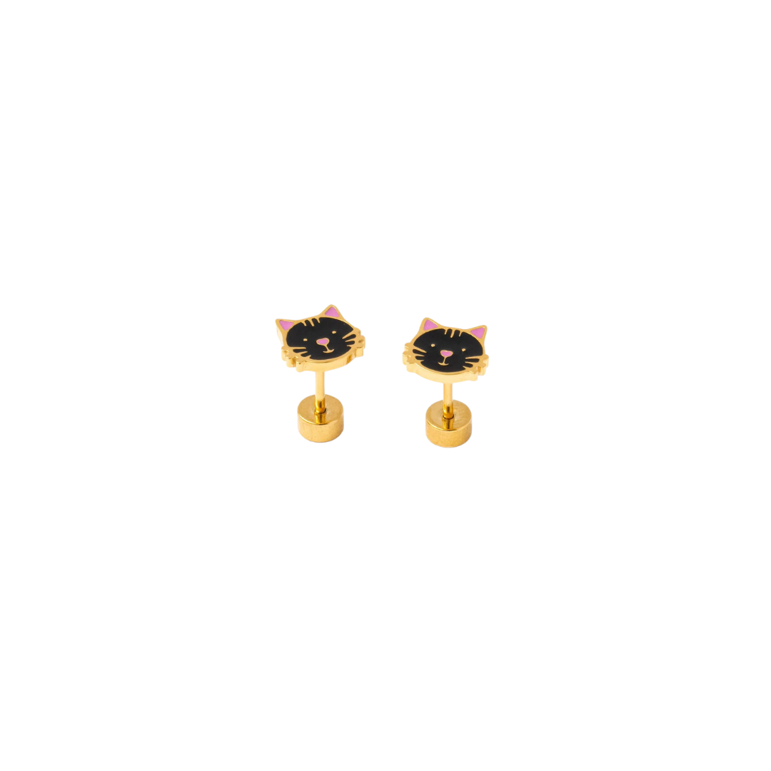 Black Cat Stud Earrings