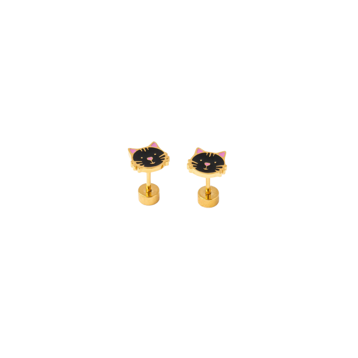 Black Cat Stud Earrings