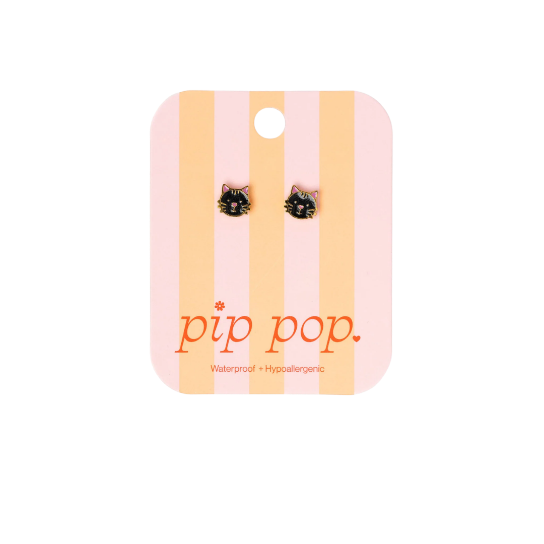 Black Cat Stud Earrings