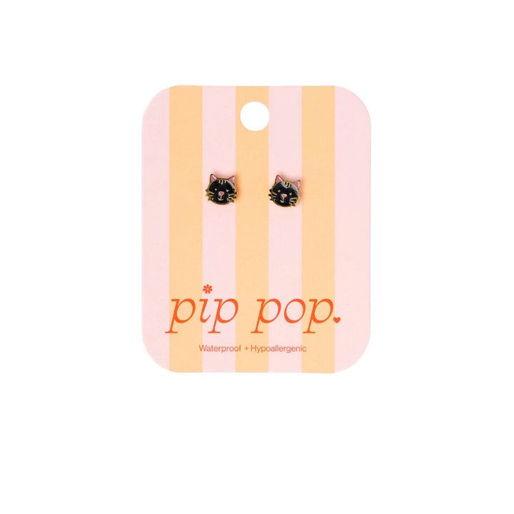 Black Cat Stud Earrings
