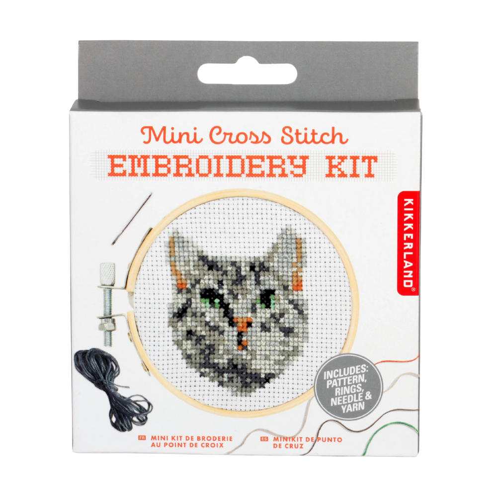 Tabby Cat Mini Cross Stitch Embroidery Kit
