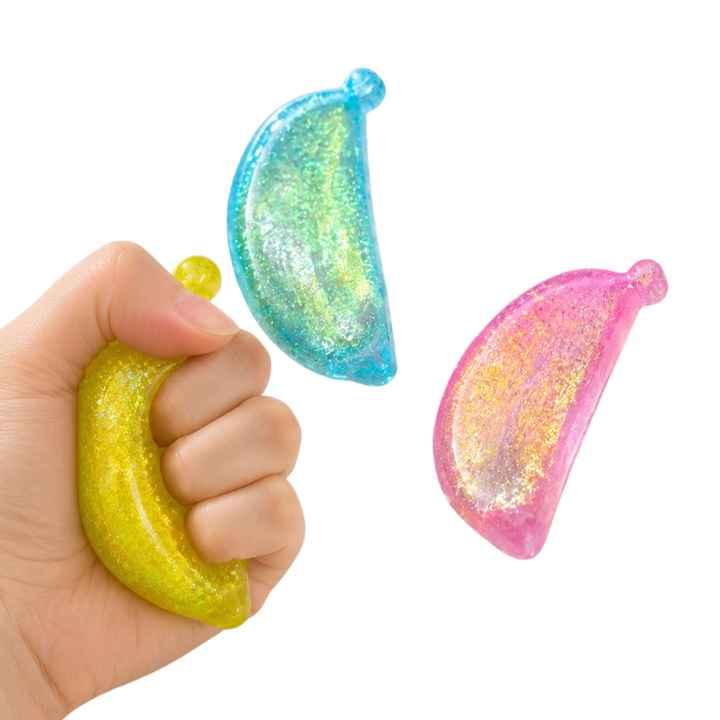 Glitter Banana Squeeze Squishy Stress Relief Toy
