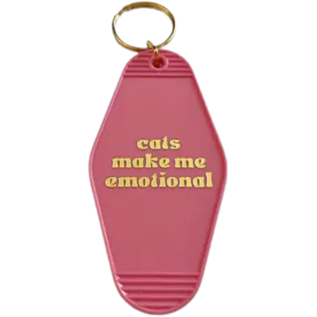 Cats Make Me Emotional Hotel Motel Keychain Retro Gift