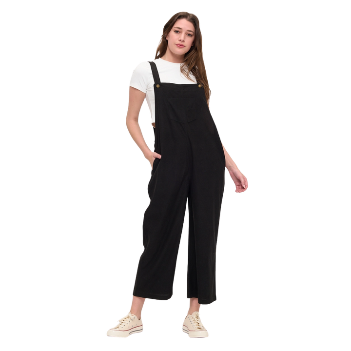 Midnight Black Corduroy Overalls