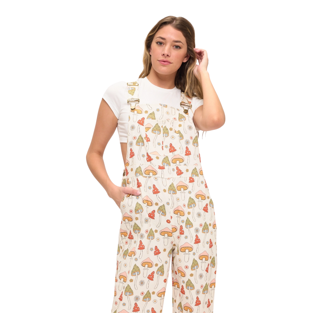Retro Mushroom Garden Overalls