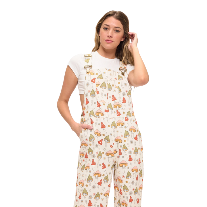 Retro Mushroom Garden Overalls